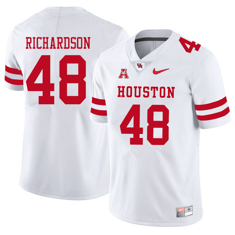 Men #48 Torrey Richardson Houston Cougars College Football Jerseys Sale-White - Click Image to Close